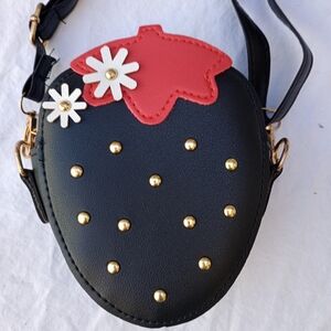 Strawberry Design Crossbody Bag Black Red Kawaii Cottagecore Anime Rave Festival